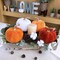 4 Pcs Assorted Faux Harvest Velvet Pumpkins Decorative Fabric Pumpkins Foam Pumpkins in Rust Orange White